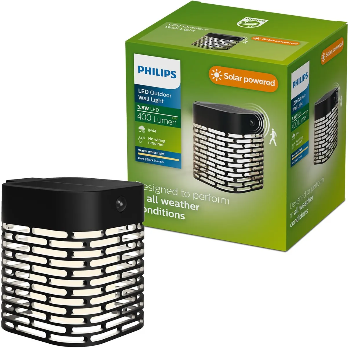 Philips Hara Solar Wandlamp 3.8W - Zwart