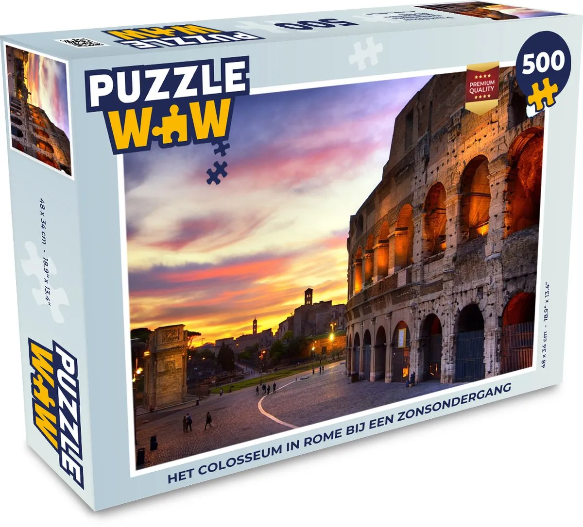 PuzzleWow Legpuzzel Het Colosseum bij zonsondergang 500 Stuks - Multicolor
