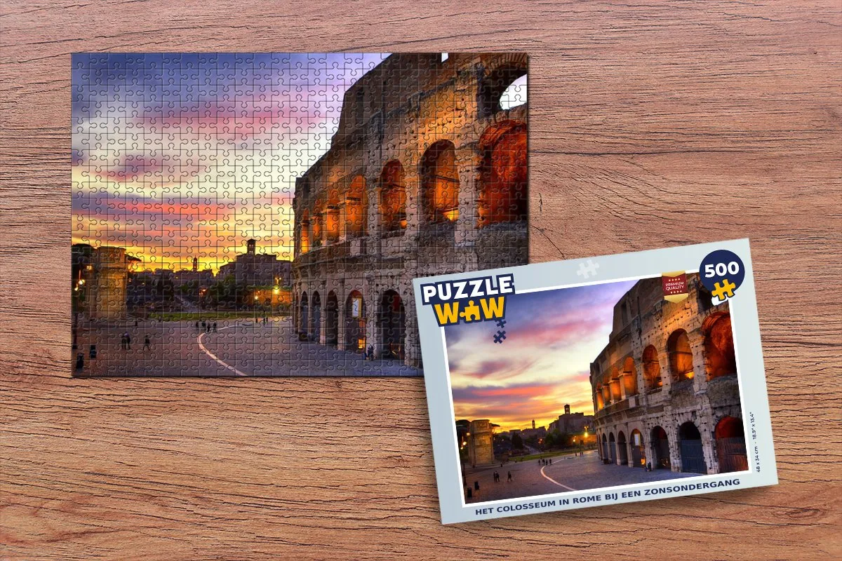 PuzzleWow Legpuzzel Het Colosseum bij zonsondergang 500 Stuks