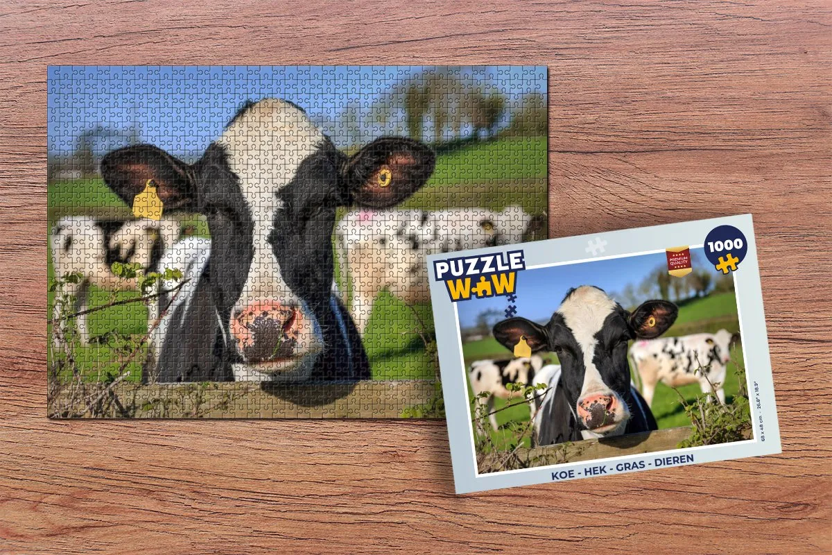 PuzzleWow Legpuzzel Koe & Hek 1000 Stuks - Multicolor