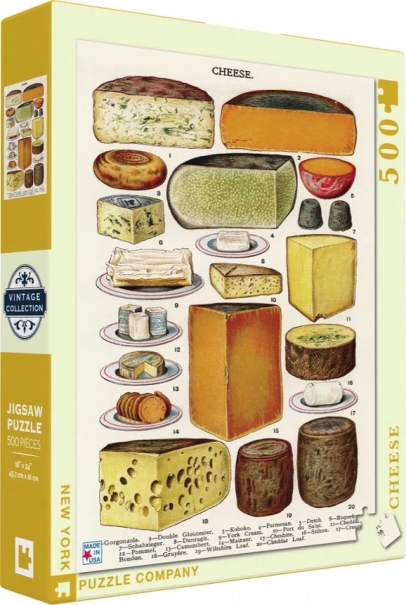 The New York Puzzle Company Cheese Puzzel 500 Stuks - Multi - afbeelding 4 van 4