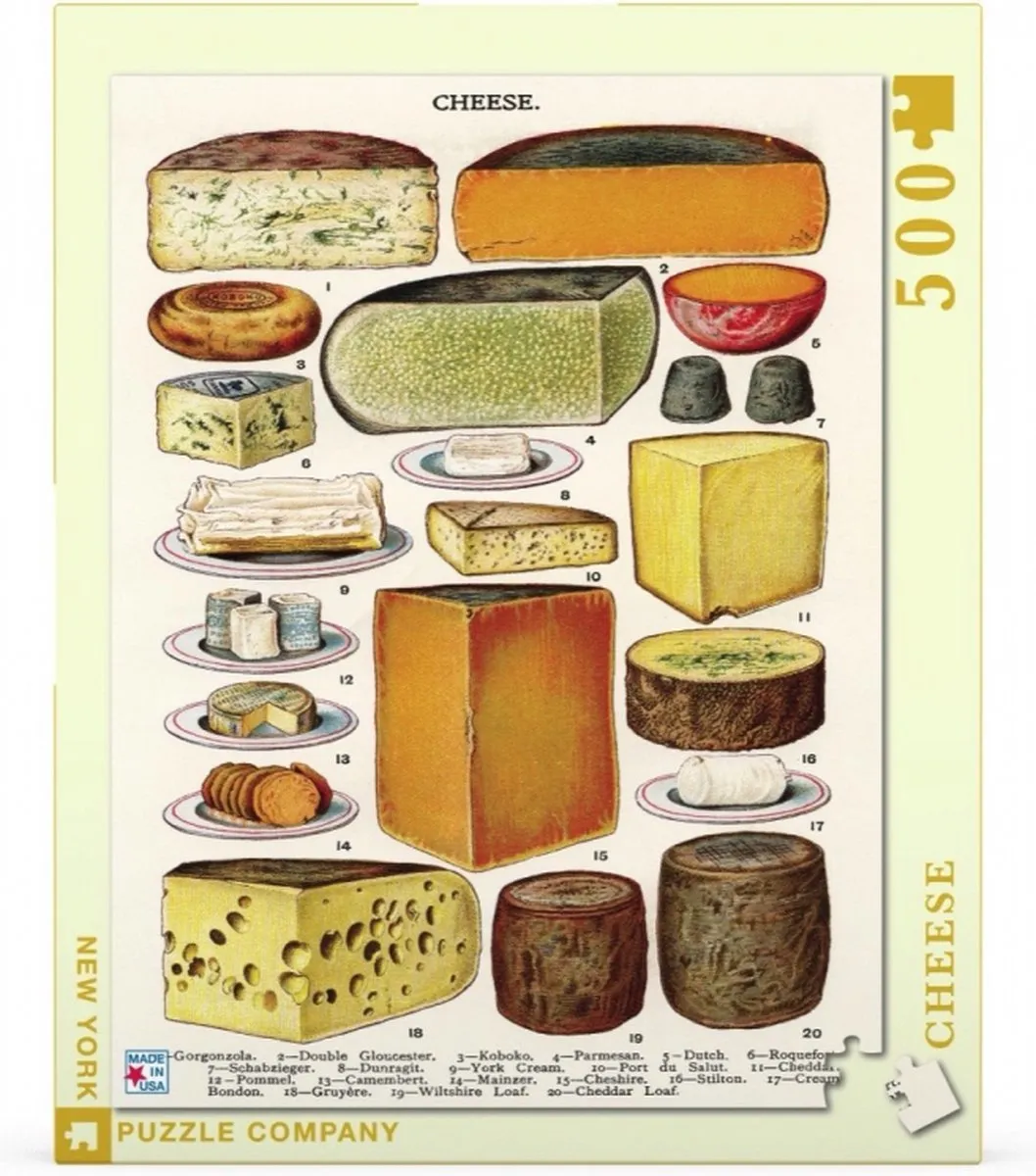 The New York Puzzle Company Cheese Puzzel 500 Stuks - Multi - afbeelding 2 van 4