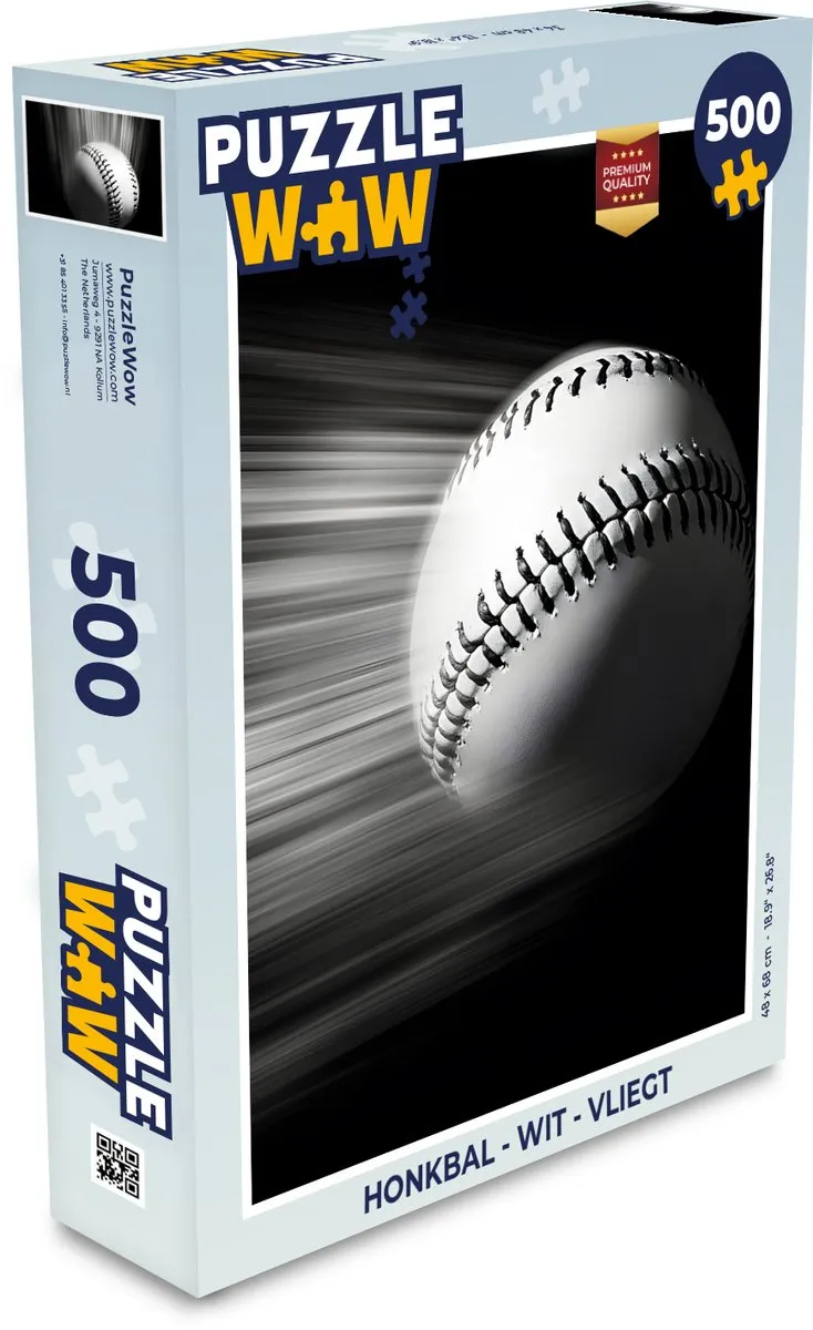 PuzzleWow Honkbal Legpuzzel 500 Stuks - Wit
