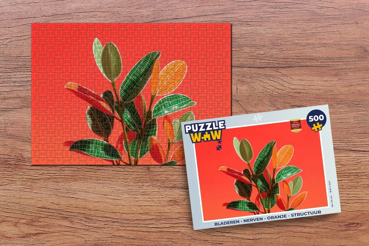 PuzzleWow Legpuzzel 500 Stuks - Bladeren Oranje