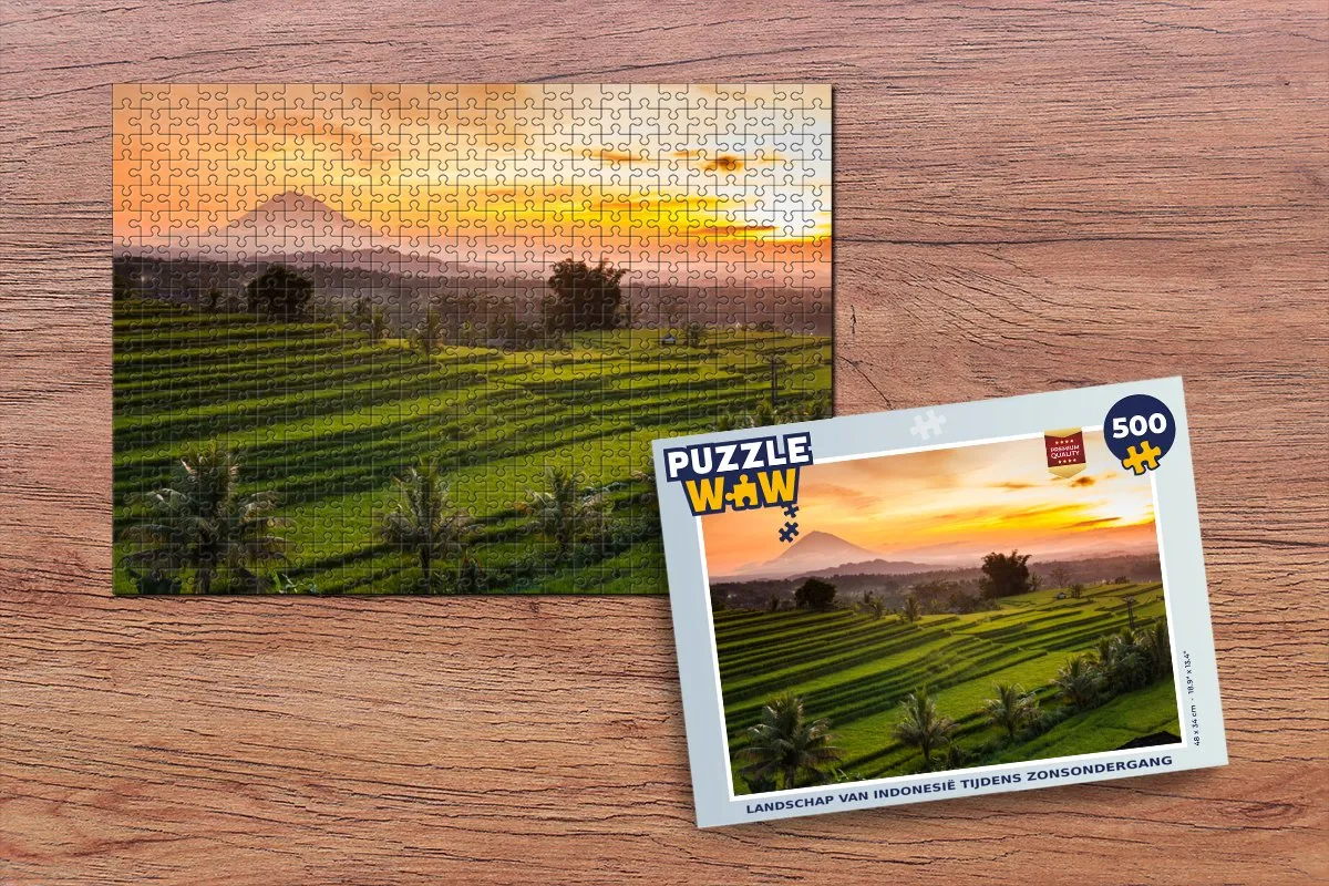 PuzzleWow Landschap Indonesië Zonsondergang Legpuzzel 500 Stuks - Multicolor