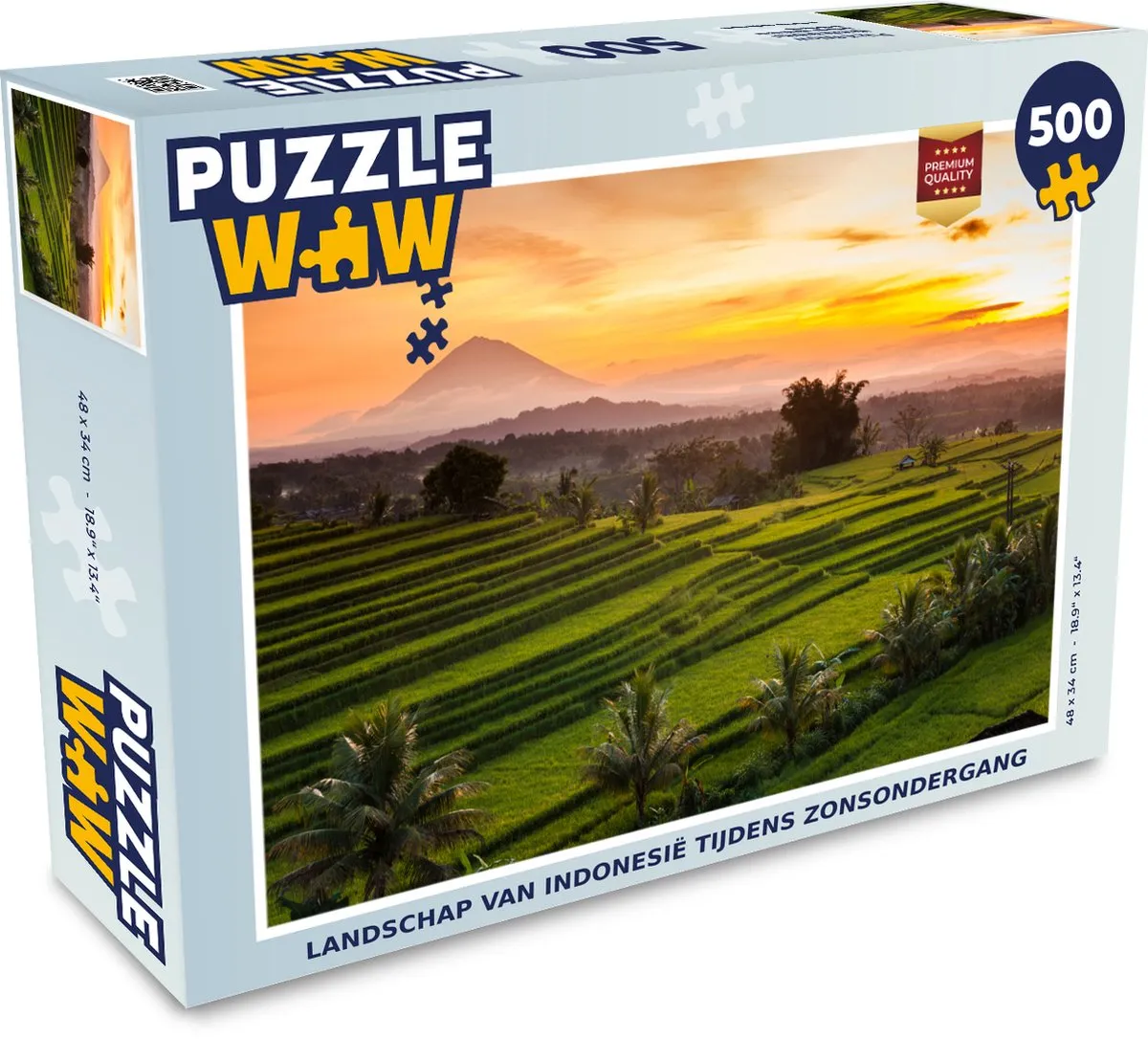 PuzzleWow Landschap Indonesië Zonsondergang Legpuzzel 500 Stuks - Multicolor