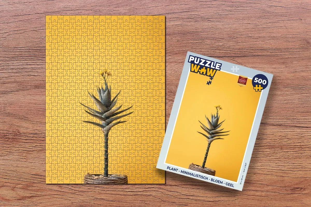 PuzzleWow Minimalistisch Bloem Legpuzzel 500 Stuks - Geel