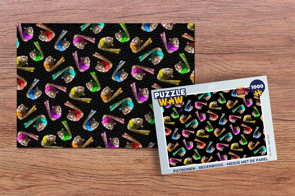 PuzzleWow Regenboog Legpuzzel 1000 Stuks - Meisje met de parel