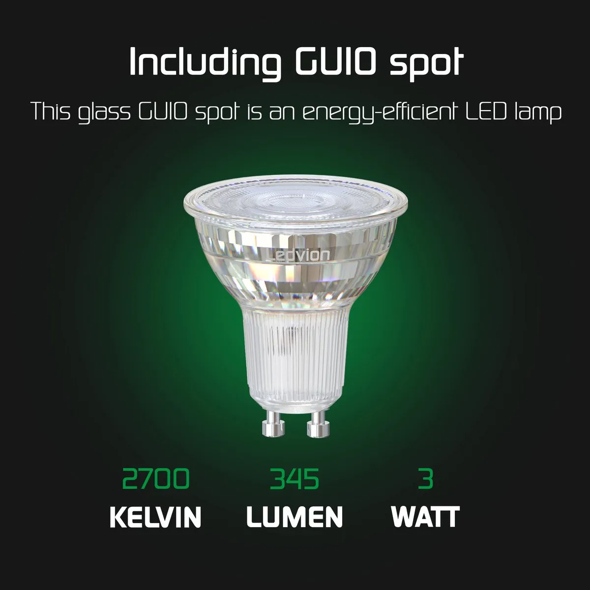 Ledvion LED Opbouwspot 3W 2700K IP54 - Zwart