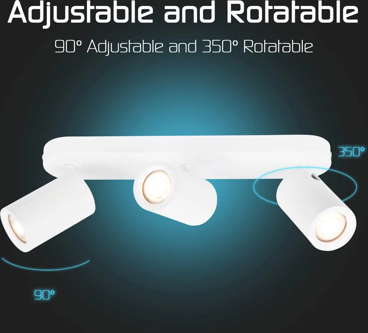 LEDVION LED Plafondspot 3x3W Warm Wit Dimbaar GU10 - afbeelding 6 van 6