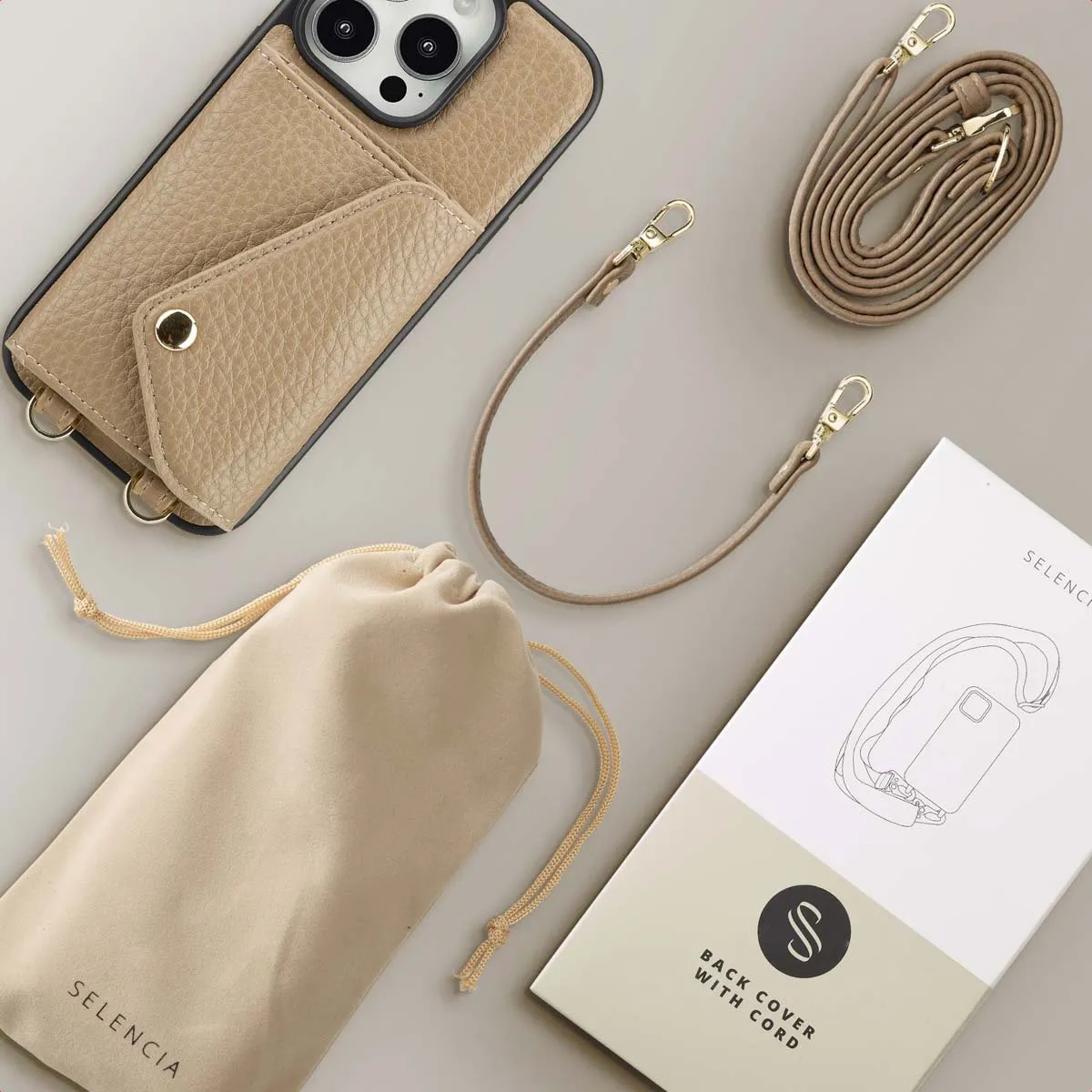 Selencia Koordhoes iPhone 16 Pro - Taupe - afbeelding 6 van 6