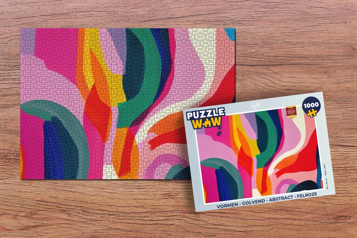 PuzzleWow Abstract Golvend Legpuzzel 1000 Stuks - Felroze