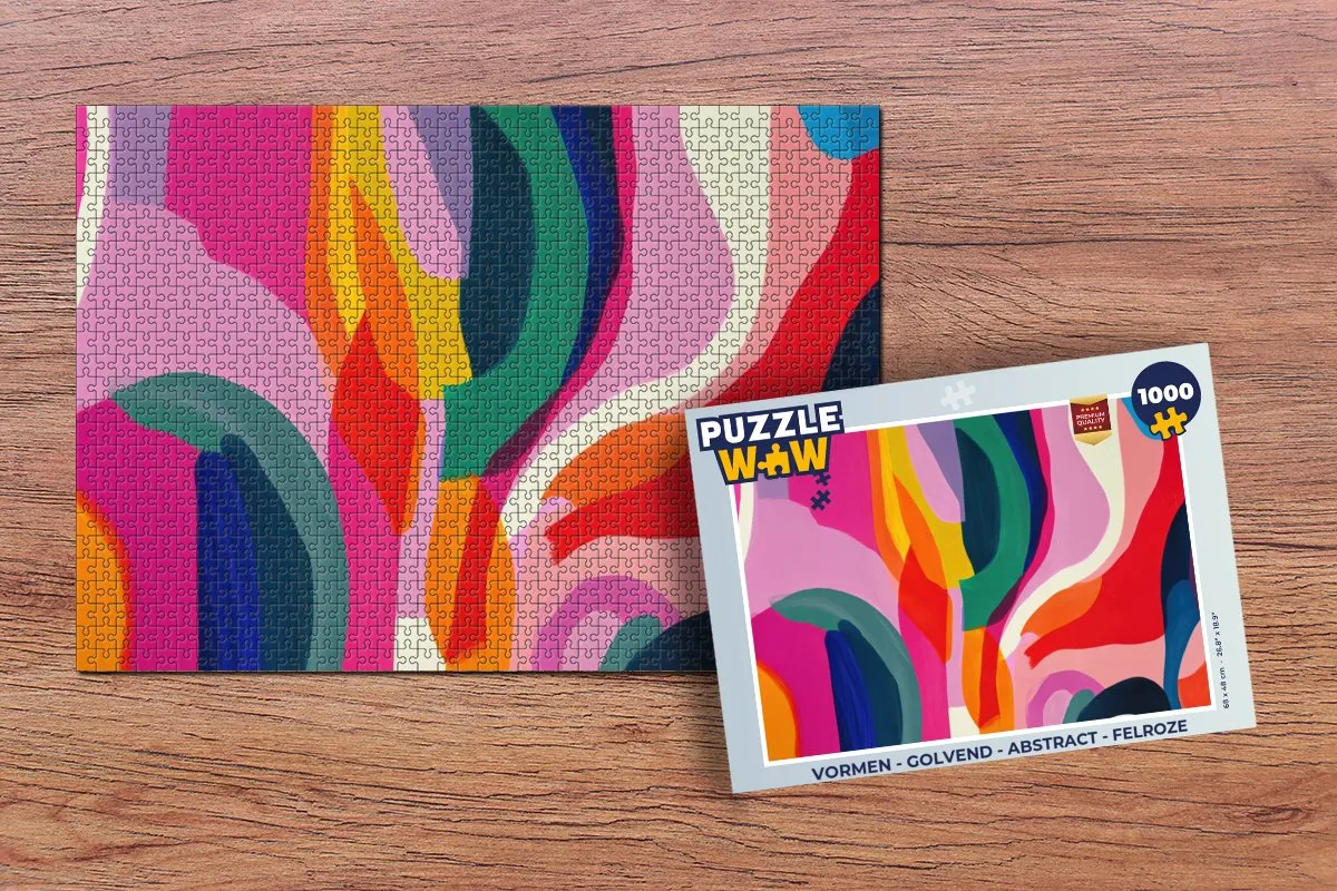 PuzzleWow Abstract Golvend Legpuzzel 1000 Stuks - Felroze