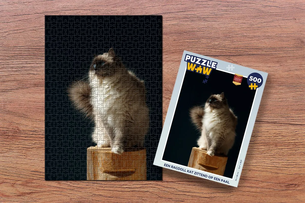 PuzzleWow Ragdoll Kat op Paal Legpuzzel 500 Stuks - Multicolor