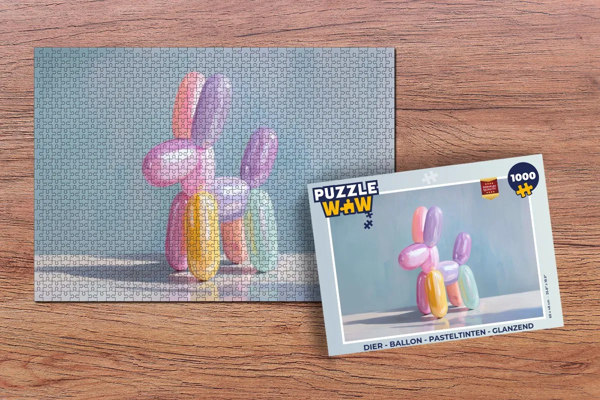 PuzzleWow Legpuzzel Dier Ballon 1000 Stuks - Pasteltinten