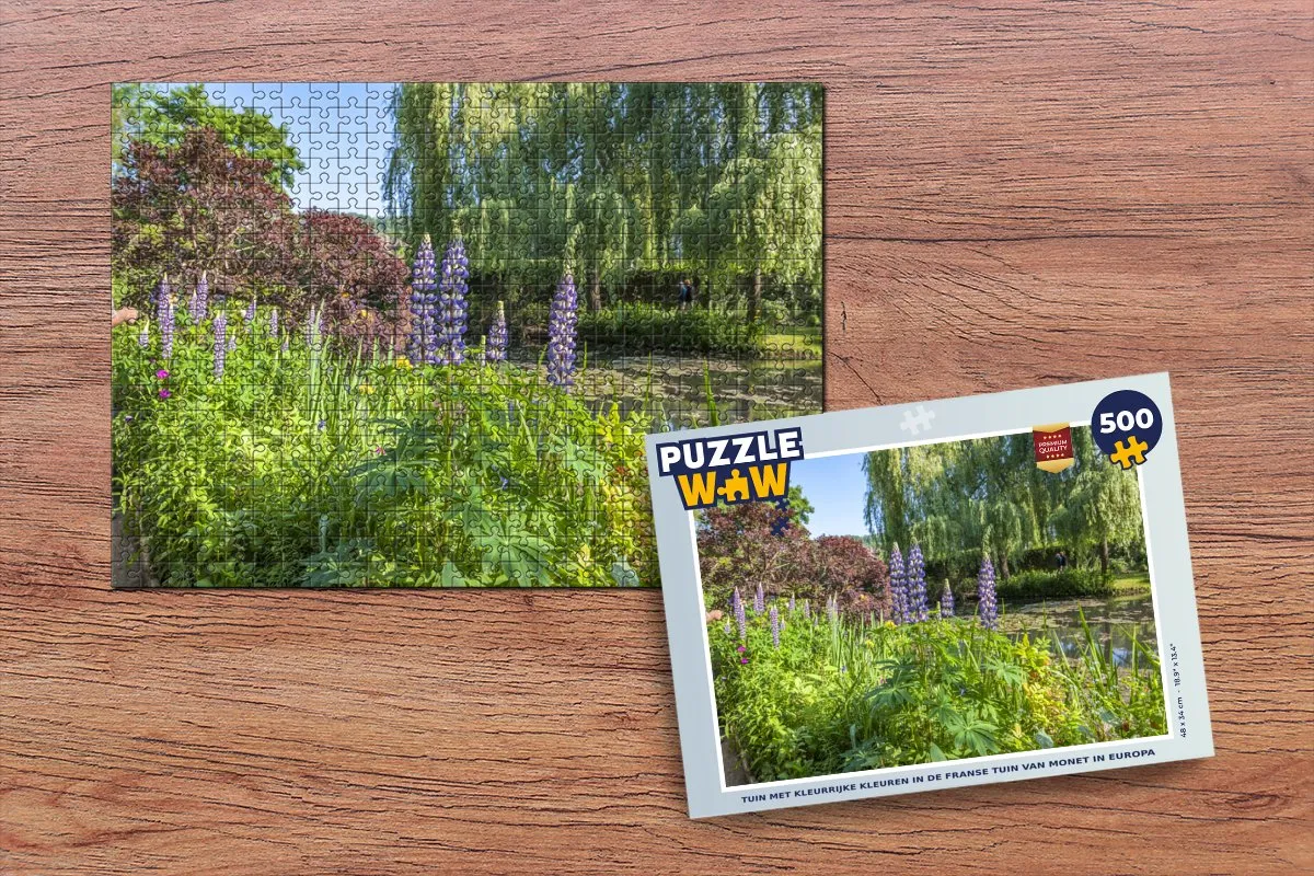 PuzzleWow Monet Franse Tuin Legpuzzel 500 Stuks - Multicolor