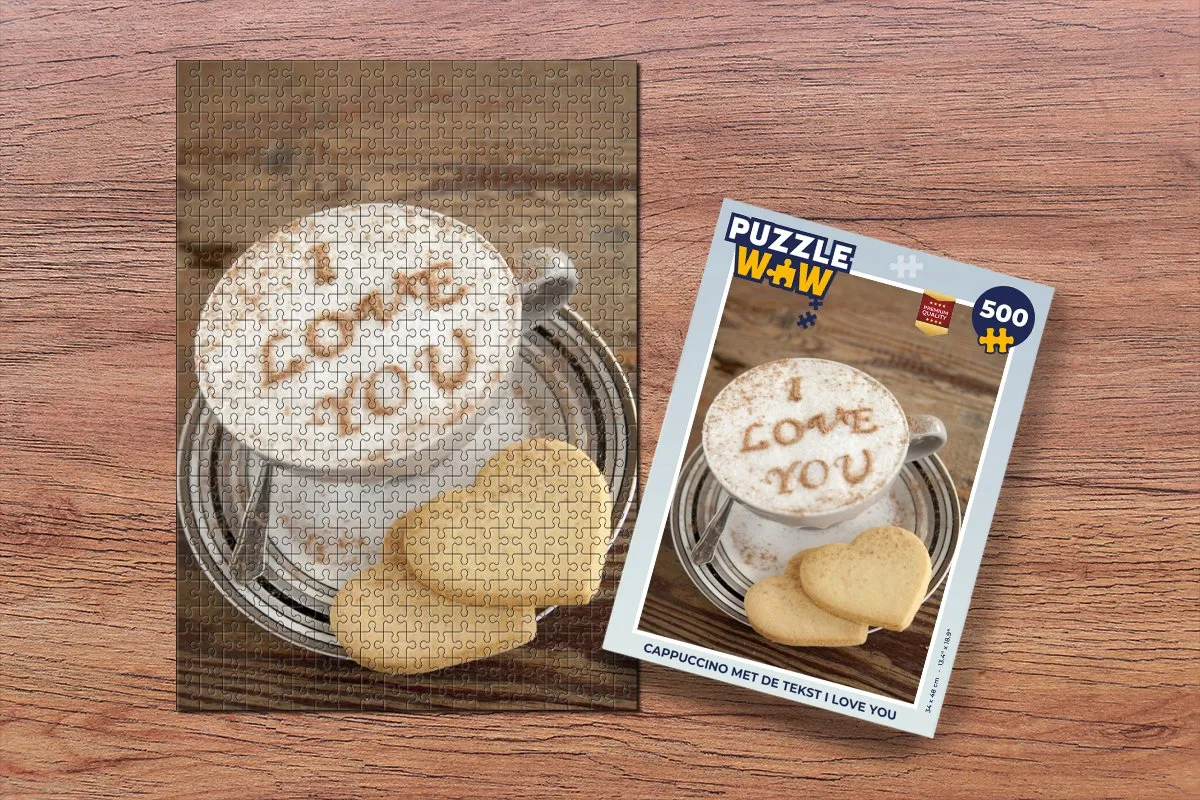 PuzzleWow Legpuzzel Cappuccino I Love You 500 Stuks - Multicolor