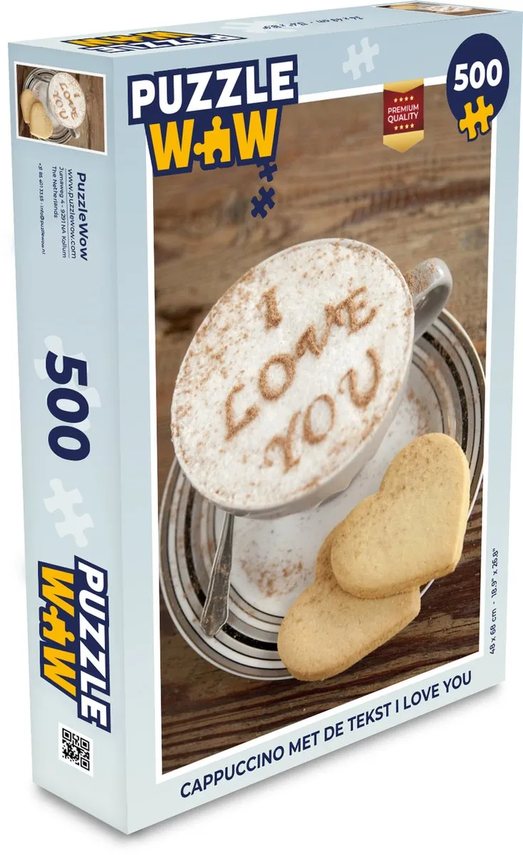 PuzzleWow Legpuzzel Cappuccino I Love You 500 Stuks
