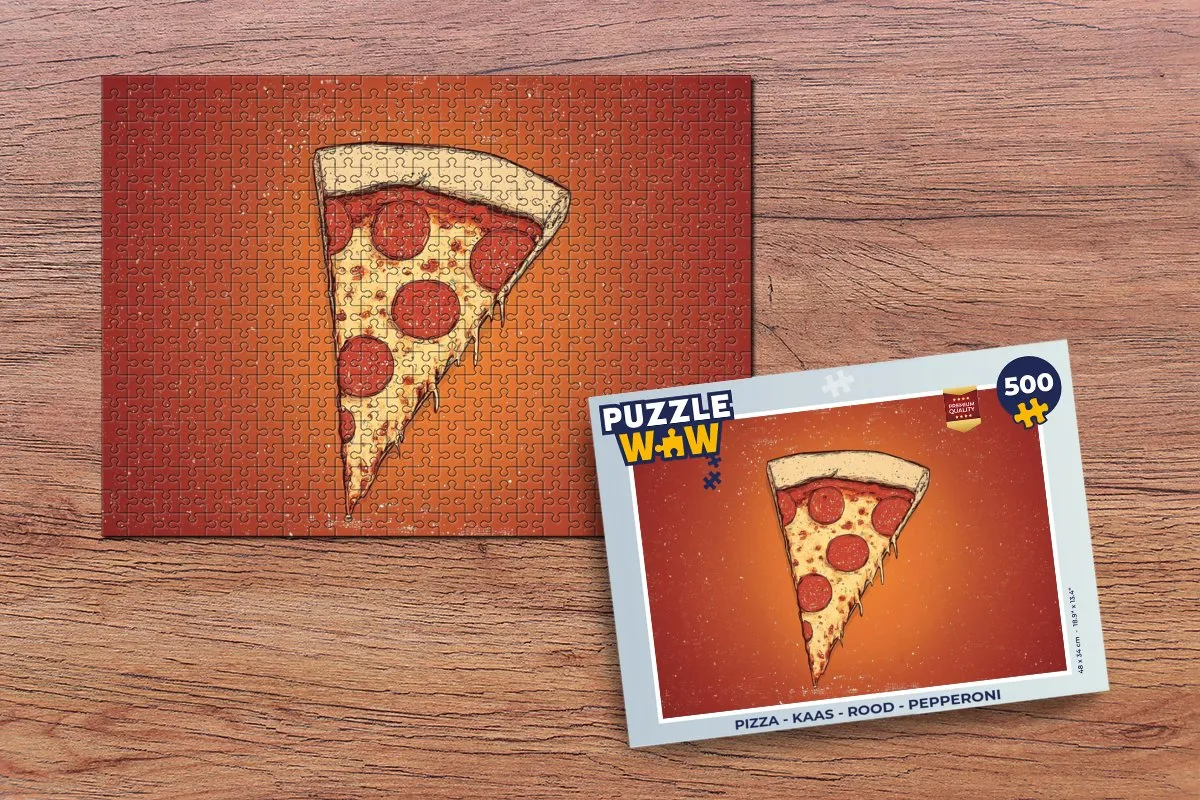 PuzzleWow Pizza Puzzel 500 Stuks - Rood/Kaas/Pepperoni
