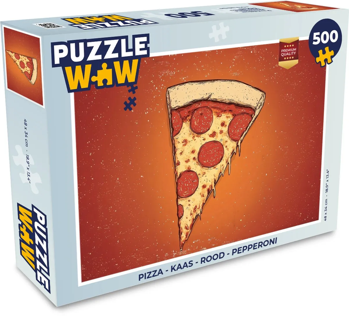 PuzzleWow Pizza Puzzel 500 Stuks - Rood/Kaas/Pepperoni