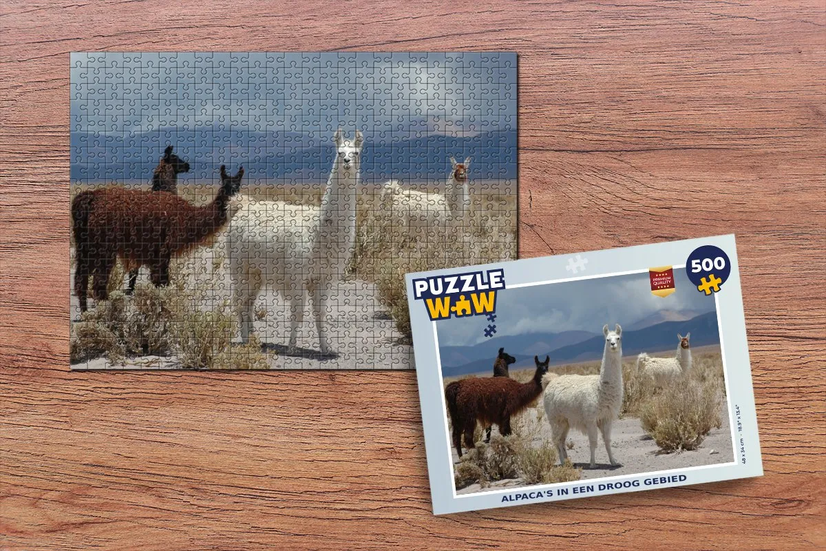 PuzzleWow Alpaca Woestijn Wolken Legpuzzel 500 Stuks - Multicolor