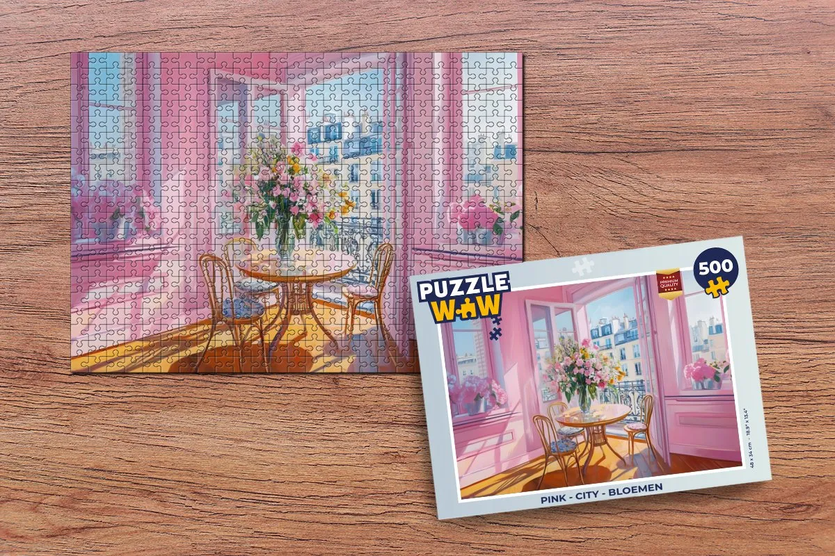 PuzzleWow Pink City Bloemen Legpuzzel 500 Stuks