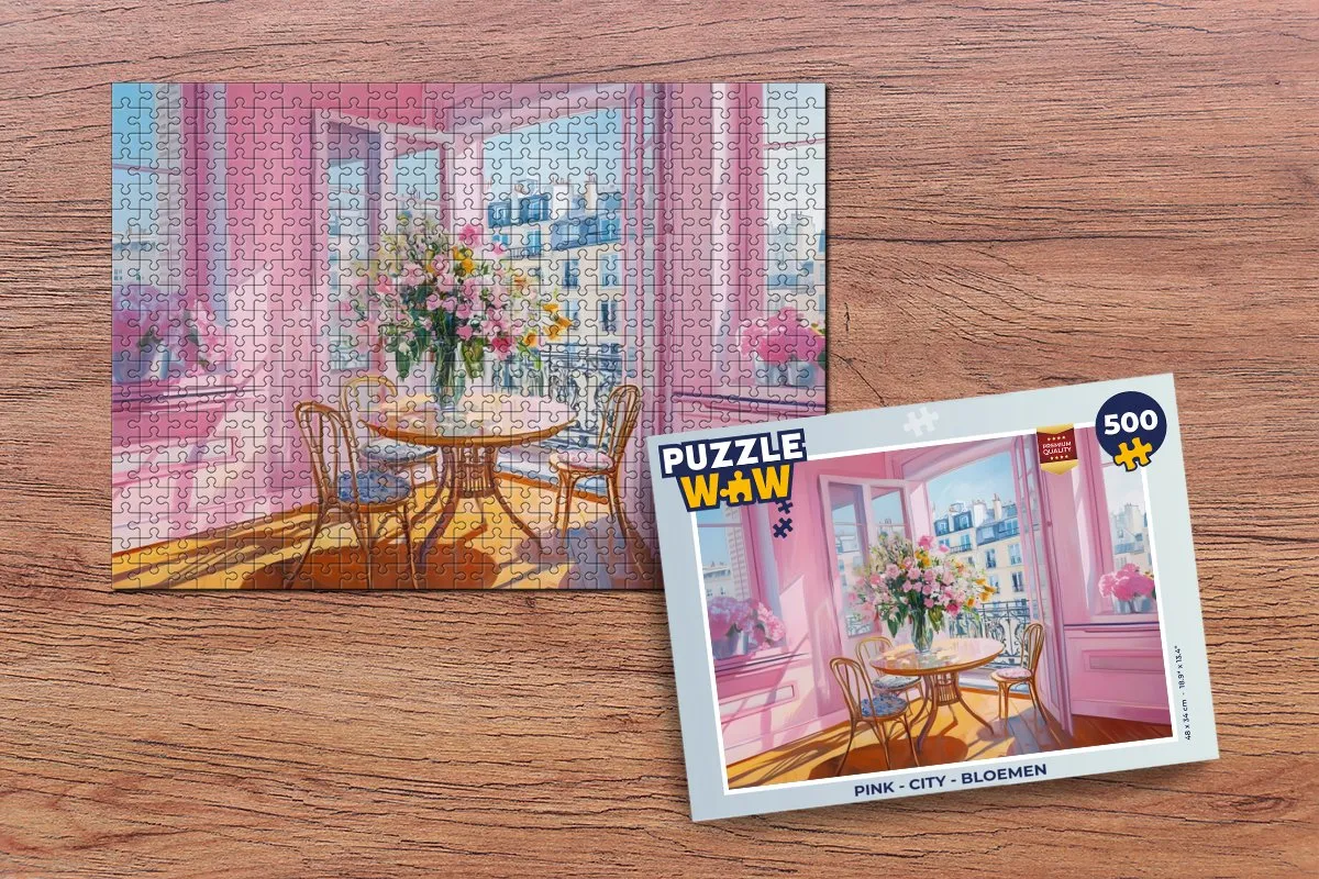 PuzzleWow Pink City Bloemen Legpuzzel 500 Stuks