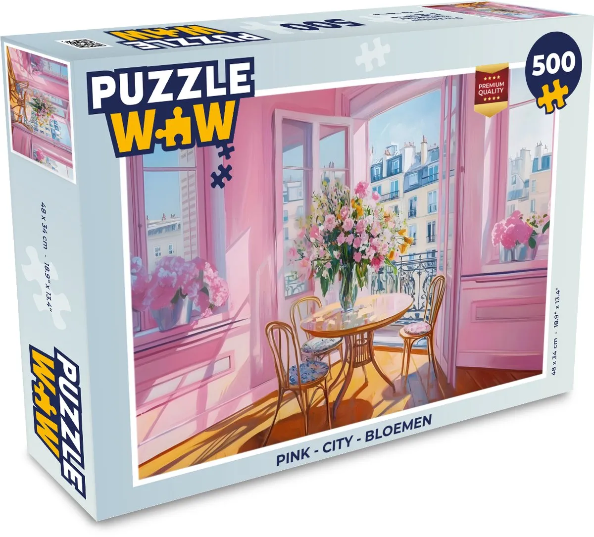PuzzleWow Pink City Bloemen Legpuzzel 500 Stuks