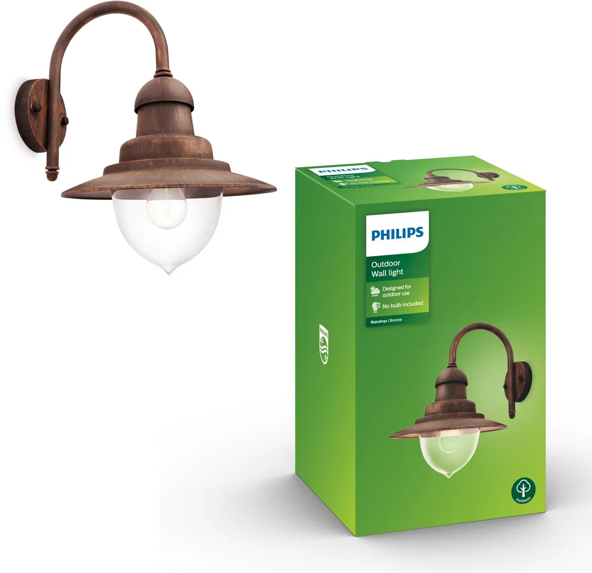 Philips Raindrop Buitenwandlamp Brons
