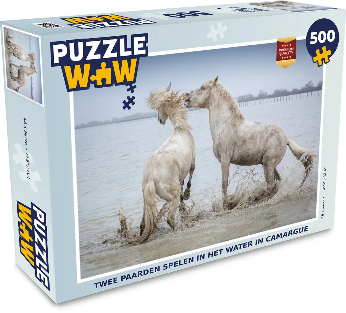 PuzzleWow Legpuzzel Twee paarden Camargue - 500 Stuks - Multicolor