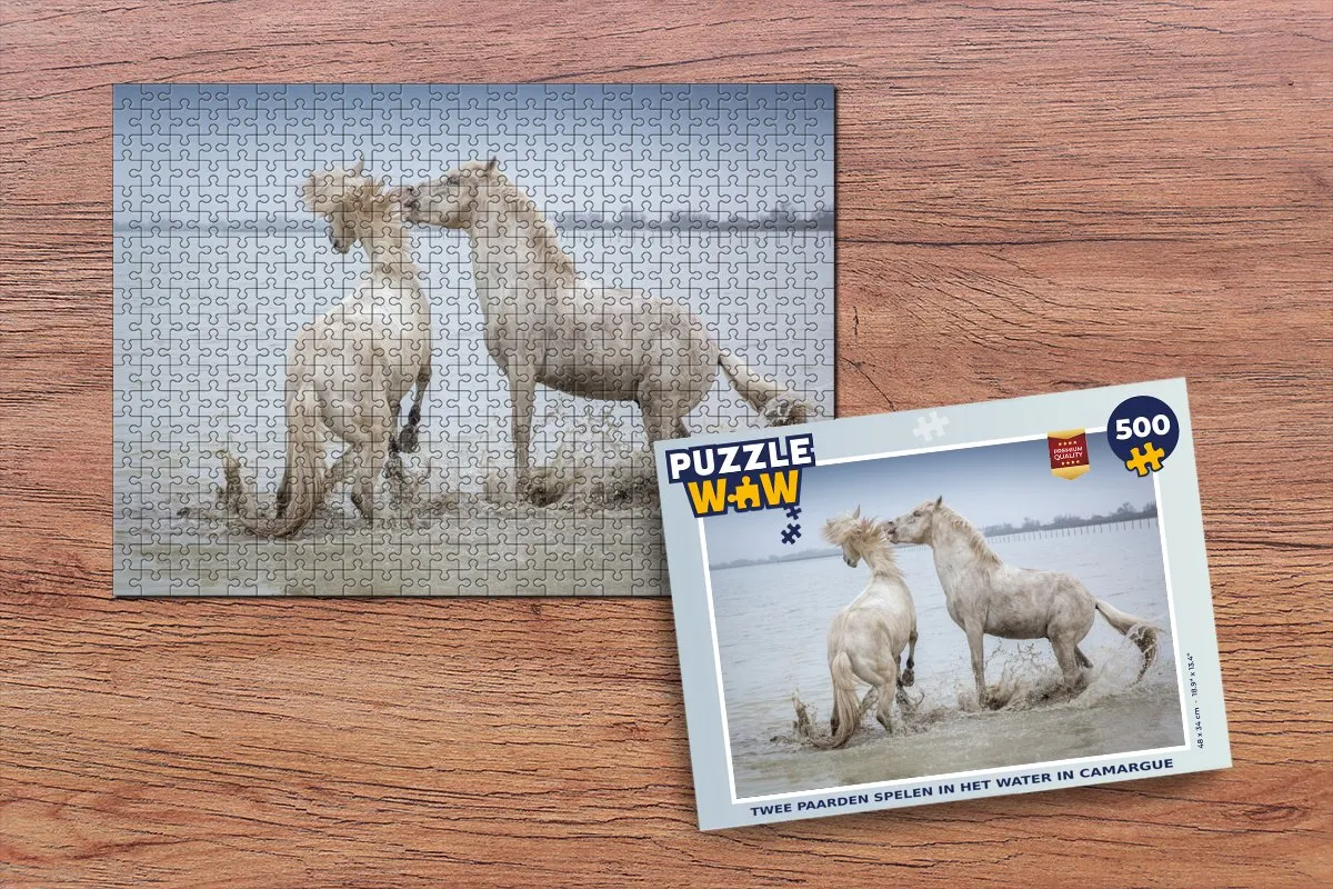 PuzzleWow Legpuzzel Twee paarden Camargue - 500 Stuks - Multicolor