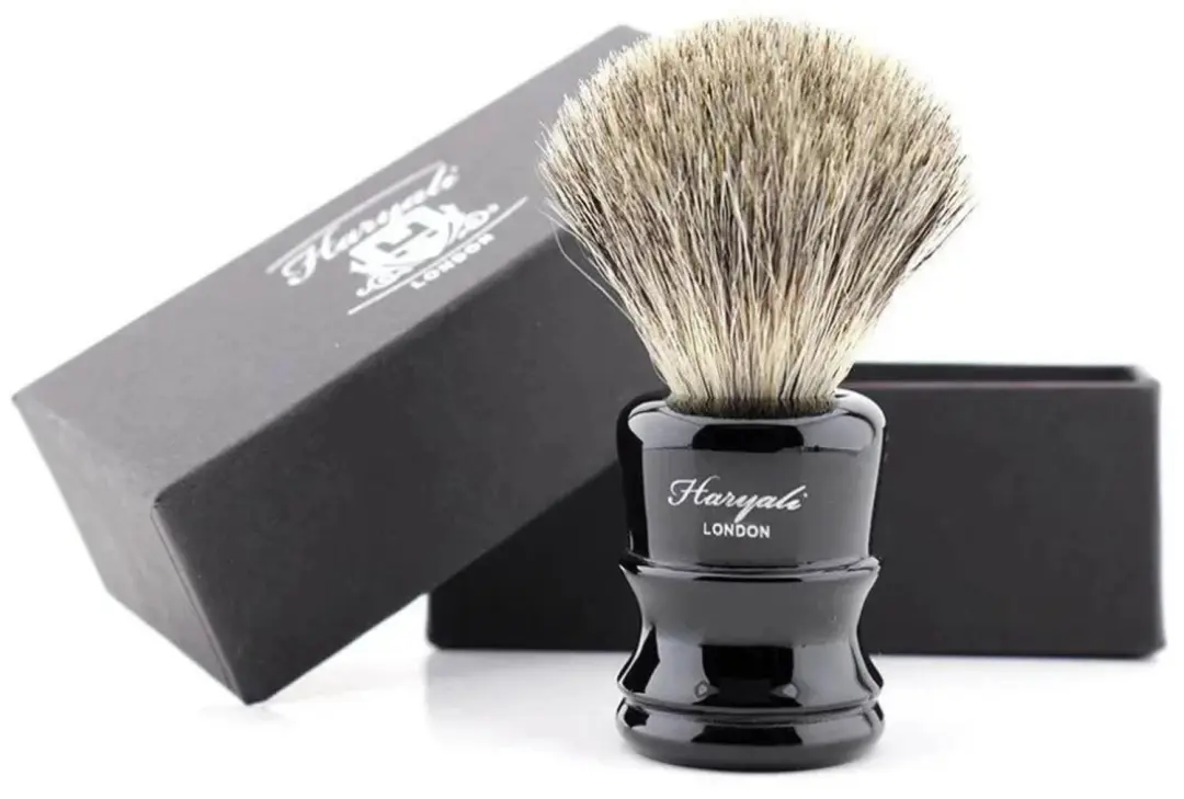 Haryali London scheerkwast met grijs synthetisch haar