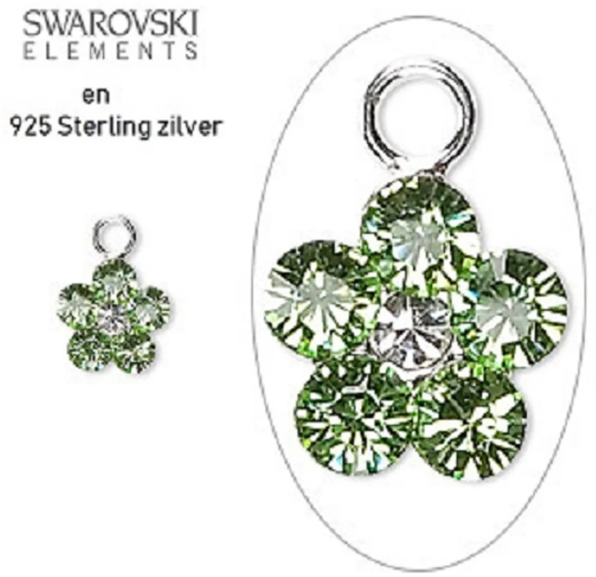 Swarovski Sterling Zilver Bedeltjes Bloemetjes 8mm