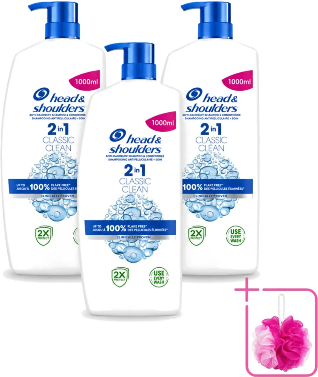 3 x Head & Shoulders Classic 2-in-1 Anti-Roos Shampoo + Conditioner