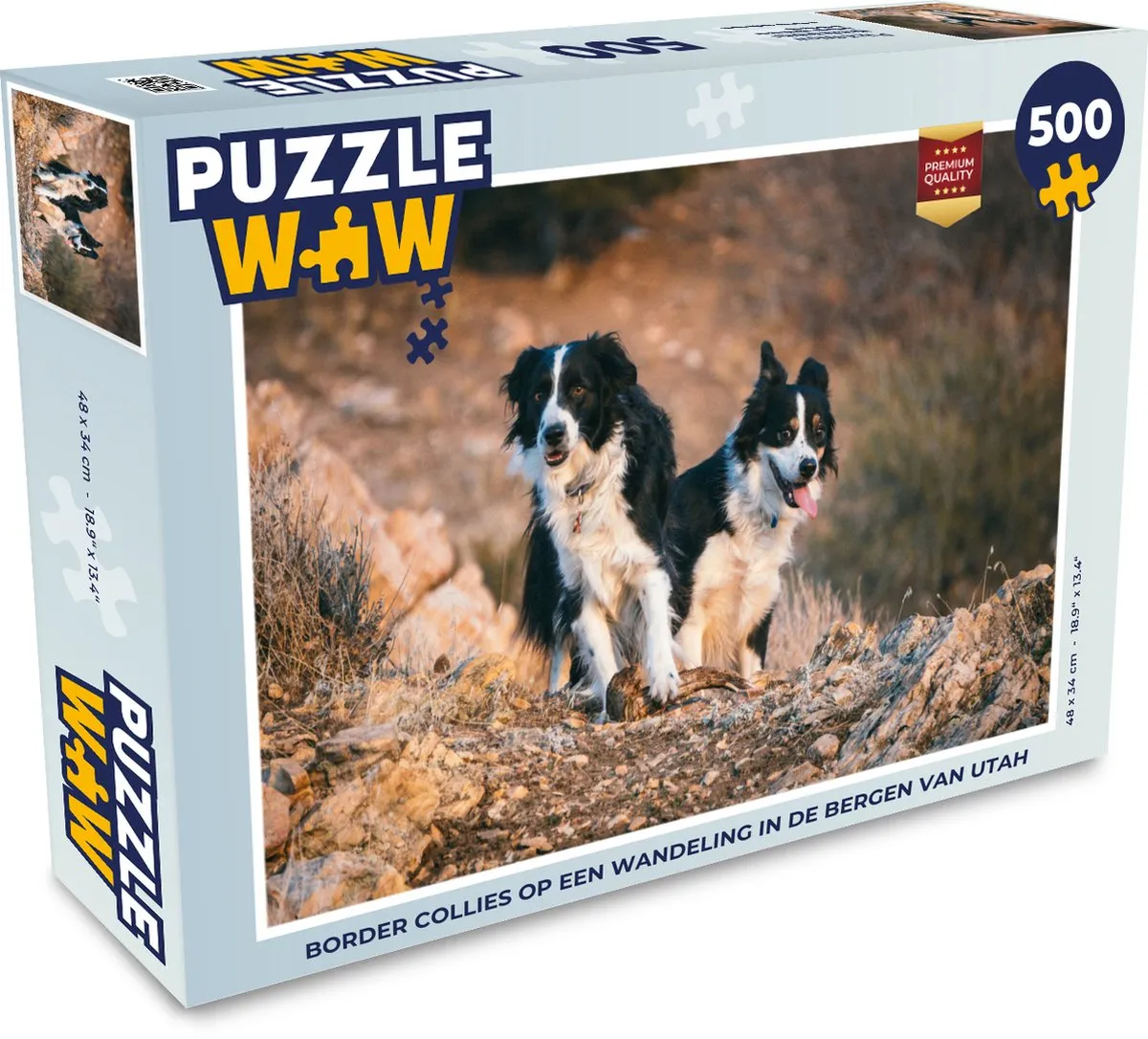 PuzzleWow Border Collies Utah Wandeling Legpuzzel 500 Stuks - Multicolor