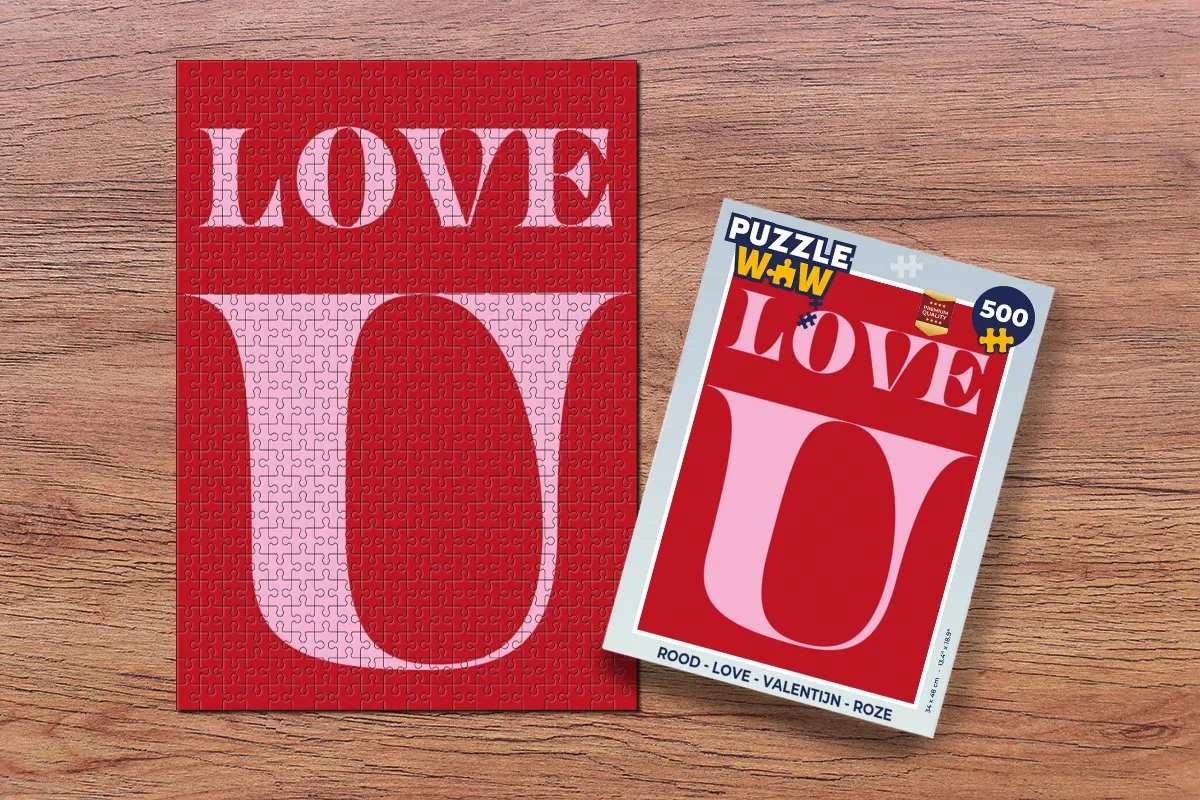 PuzzleWow Love Legpuzzel 500 Stuks - Roze - 'Love u' Tekst