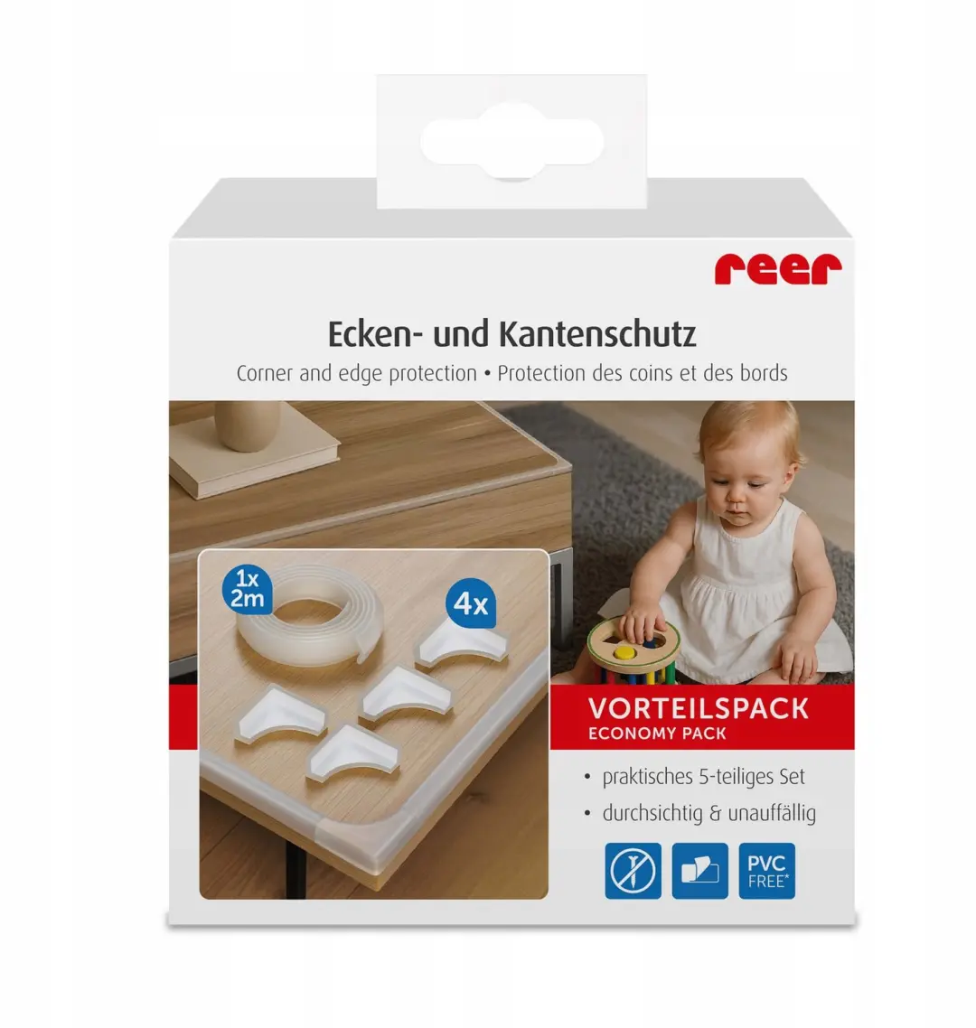 Reer Hoek- en Randbescherming Set: 4 hoekbeschermers + 2m randbescherming