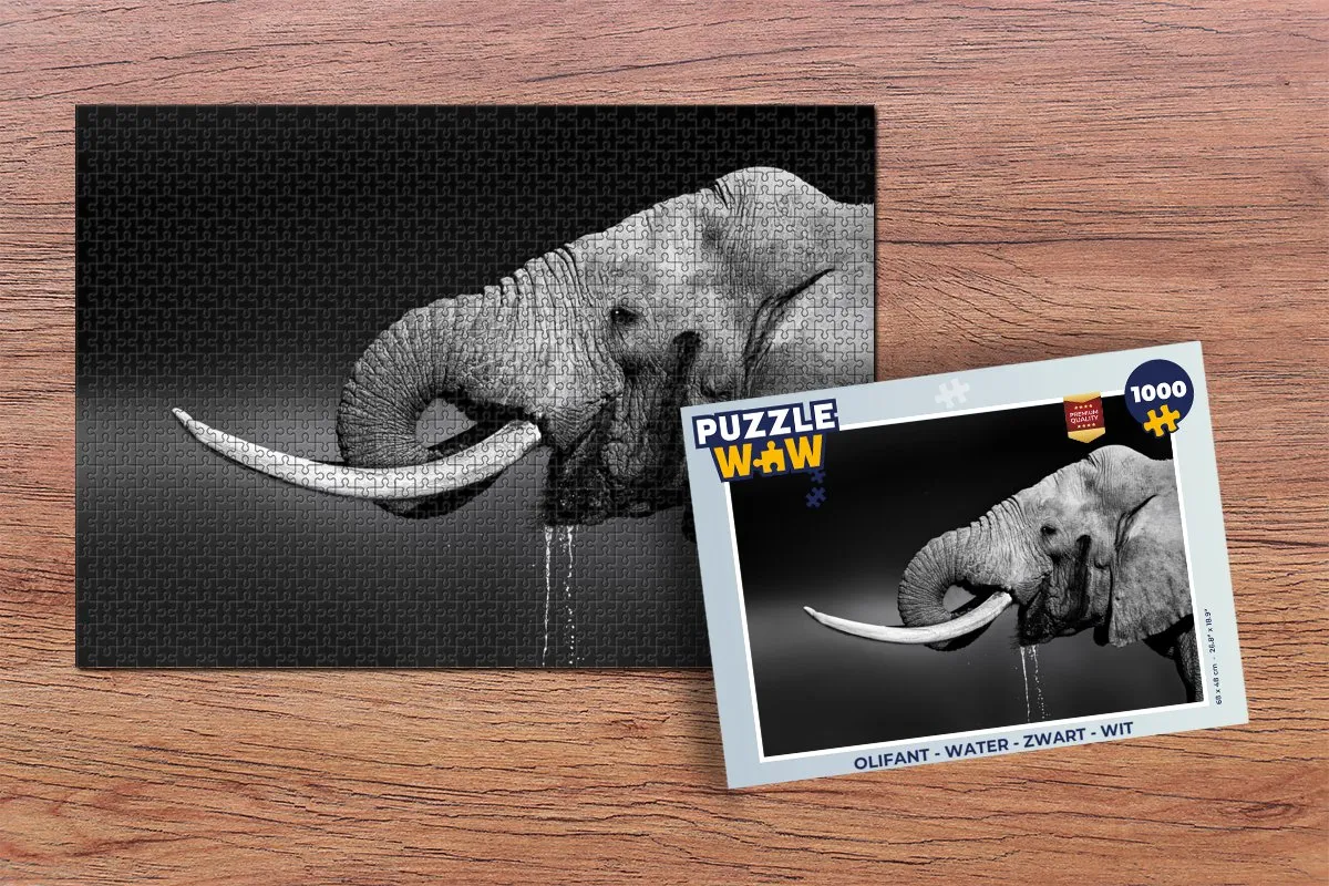 PuzzleWow Olifant Water Legpuzzel 1000 Stuks - Multicolor