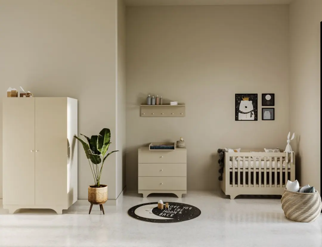 Born Lucky ® Babykamer Rome Babybed & Commode & Kledingkast Verstelbare bodem C