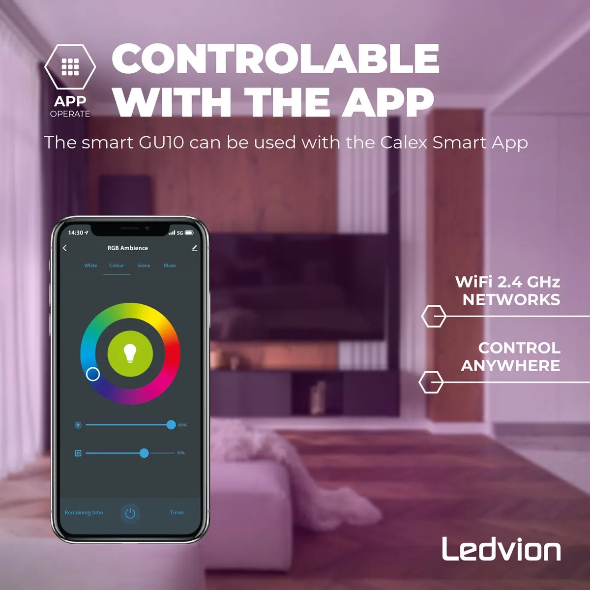 Ledvion LED Opbouwspot 3W RGB - Dimbaar WiFi App