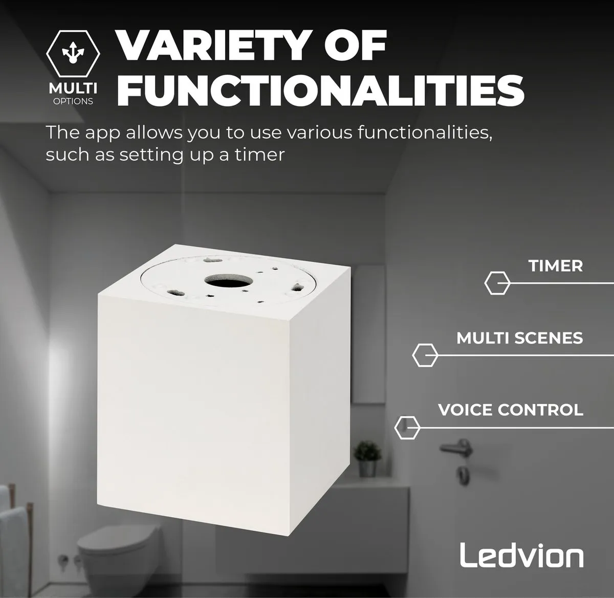 Ledvion LED Opbouwspot 3W RGB - Dimbaar WiFi App