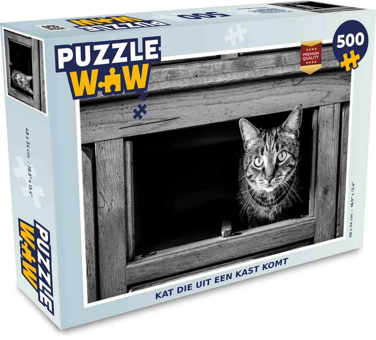 PuzzleWow Legpuzzel Kat uit de Kast 500 Stuks