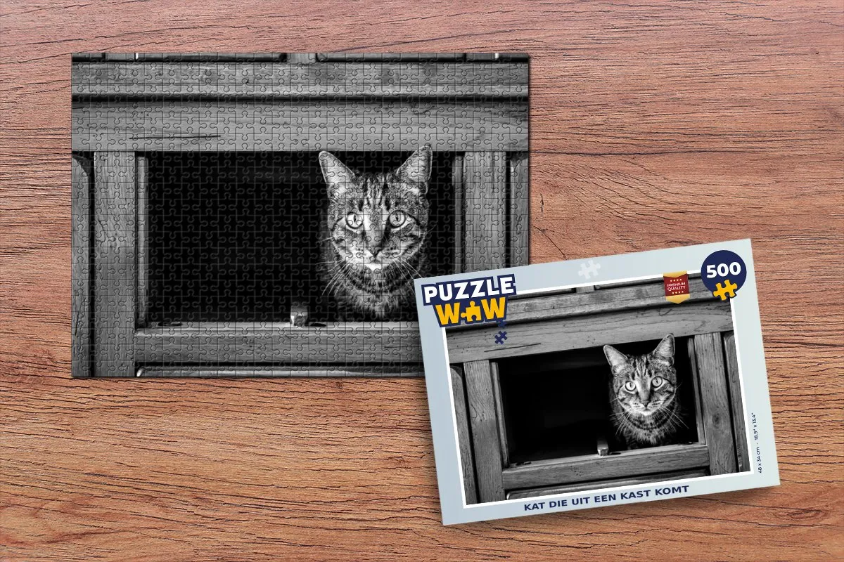 PuzzleWow Legpuzzel Kat uit de Kast 500 Stuks - Multicolor