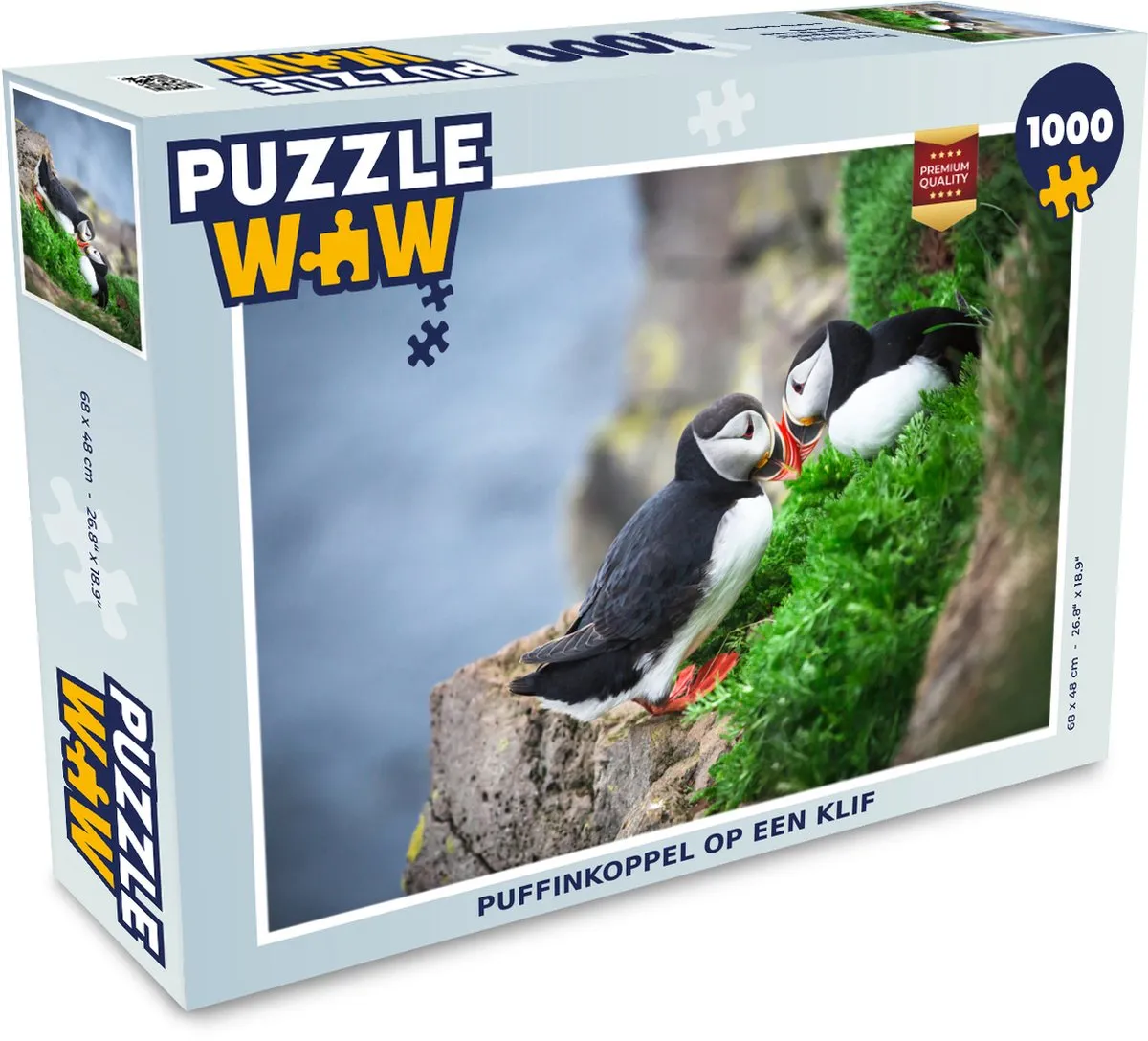 PuzzleWow Puzzel Puffinkoppel op een klif