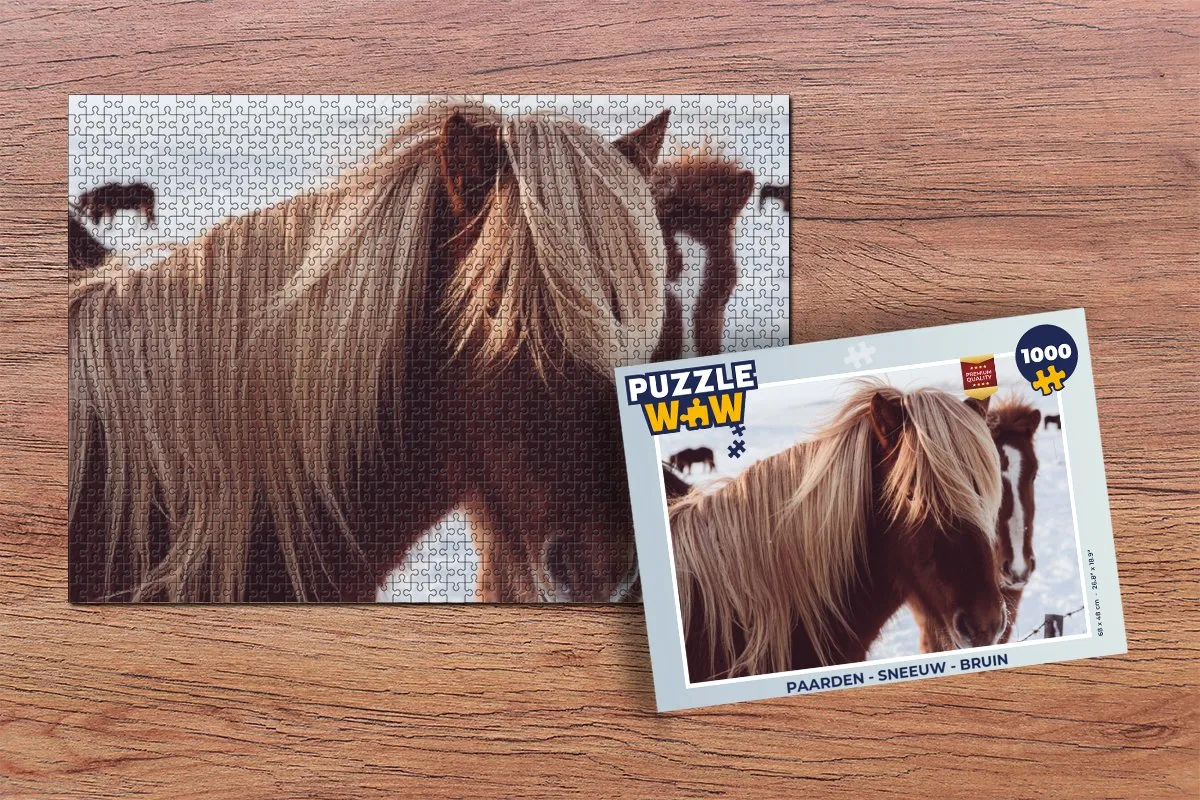 PuzzleWow Paarden Sneeuw Legpuzzel 1000 Stuks - Multicolor