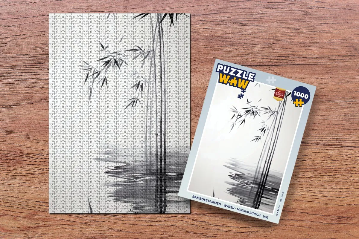 PuzzleWow Bamboestammen Water Legpuzzel 1000 Stuks - Wit