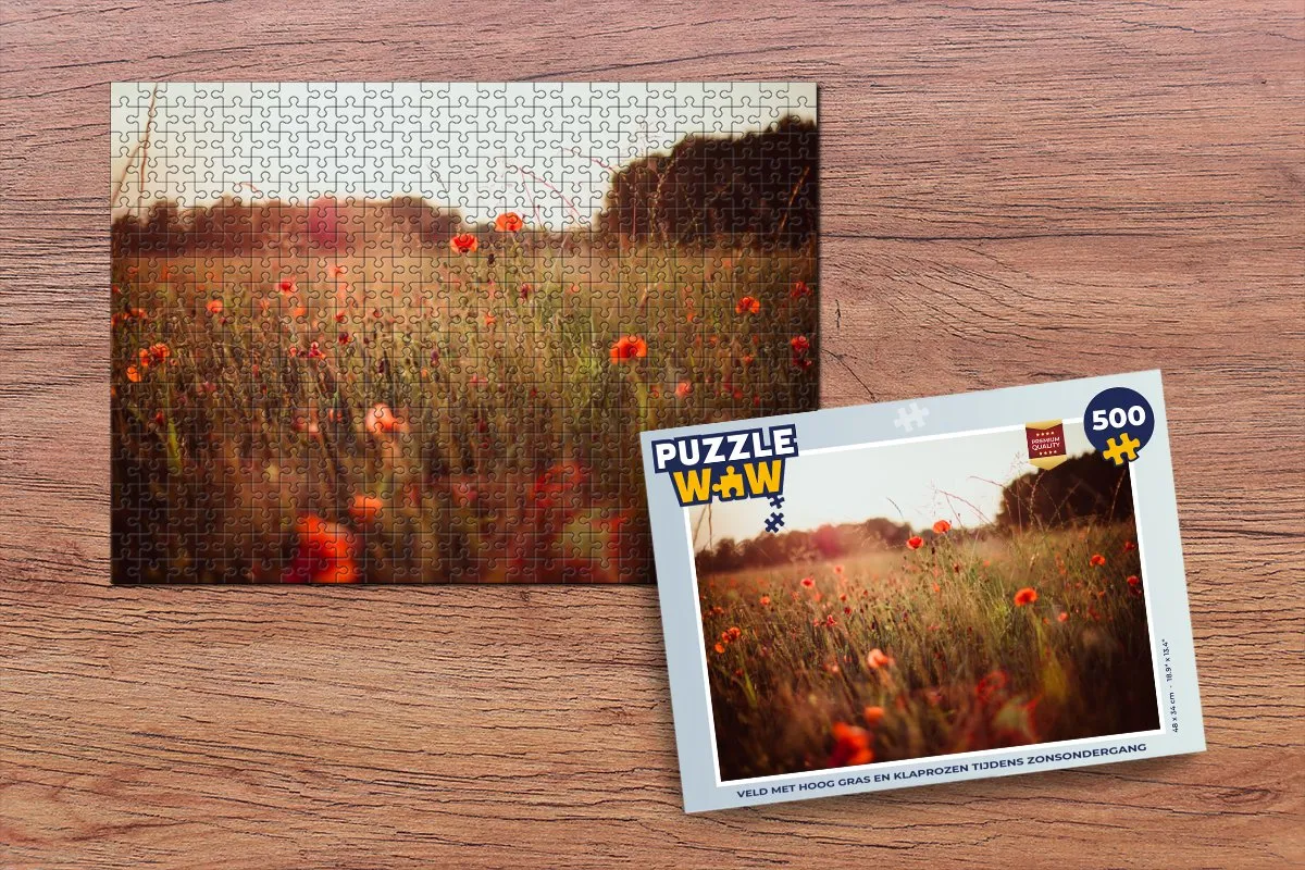 PuzzleWow Zonsondergang Bloemen Legpuzzel 500 Stuks - Multicolor