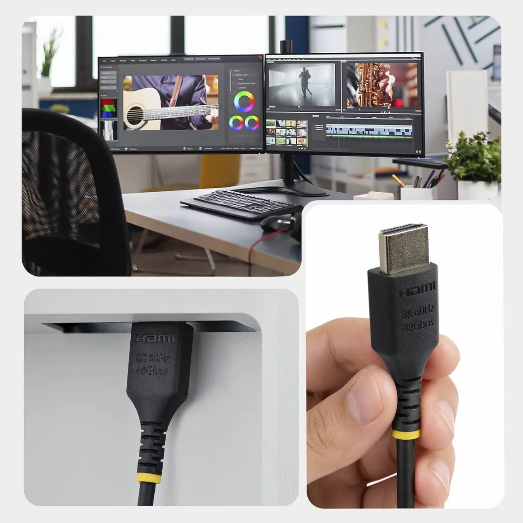 Startech HDMI21-CBL-SLIM-50C Ultra High Speed HDMI Kabel 8K 60Hz - 50cm - Zwart - afbeelding 6 van 6