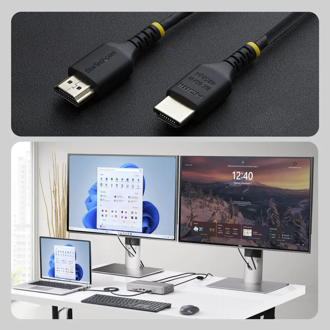 Startech HDMI21-CBL-SLIM-50C Ultra High Speed HDMI Kabel 8K 60Hz - 50cm - Zwart - afbeelding 3 van 6