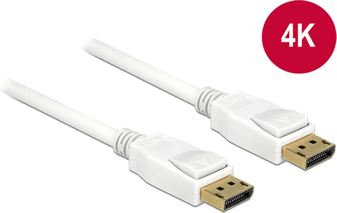 Delock DisplayPort Kabel DP naar DP Wit 2m 4K